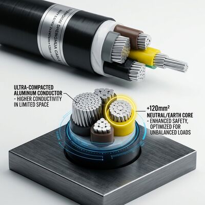 UV Resistant PVC Insulated Power Cable 0.6/1kV 4x35mm2 Aerial Overhead Outdoor Use সরবরাহকারী