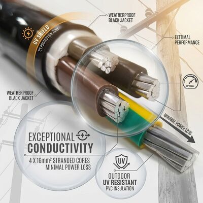 NYY 4x50mm2 Weather Resistant PVC Insulated Cable Aerial Installation 0.6/1kV IEC60502 সরবরাহকারী