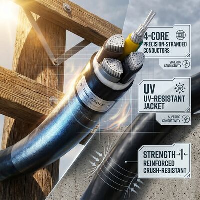 ABC 4x35mm2 UV Stabilized PVC Insulated Aerial Bundled Cable Overhead 0.6/1kV IEC60502 সরবরাহকারী